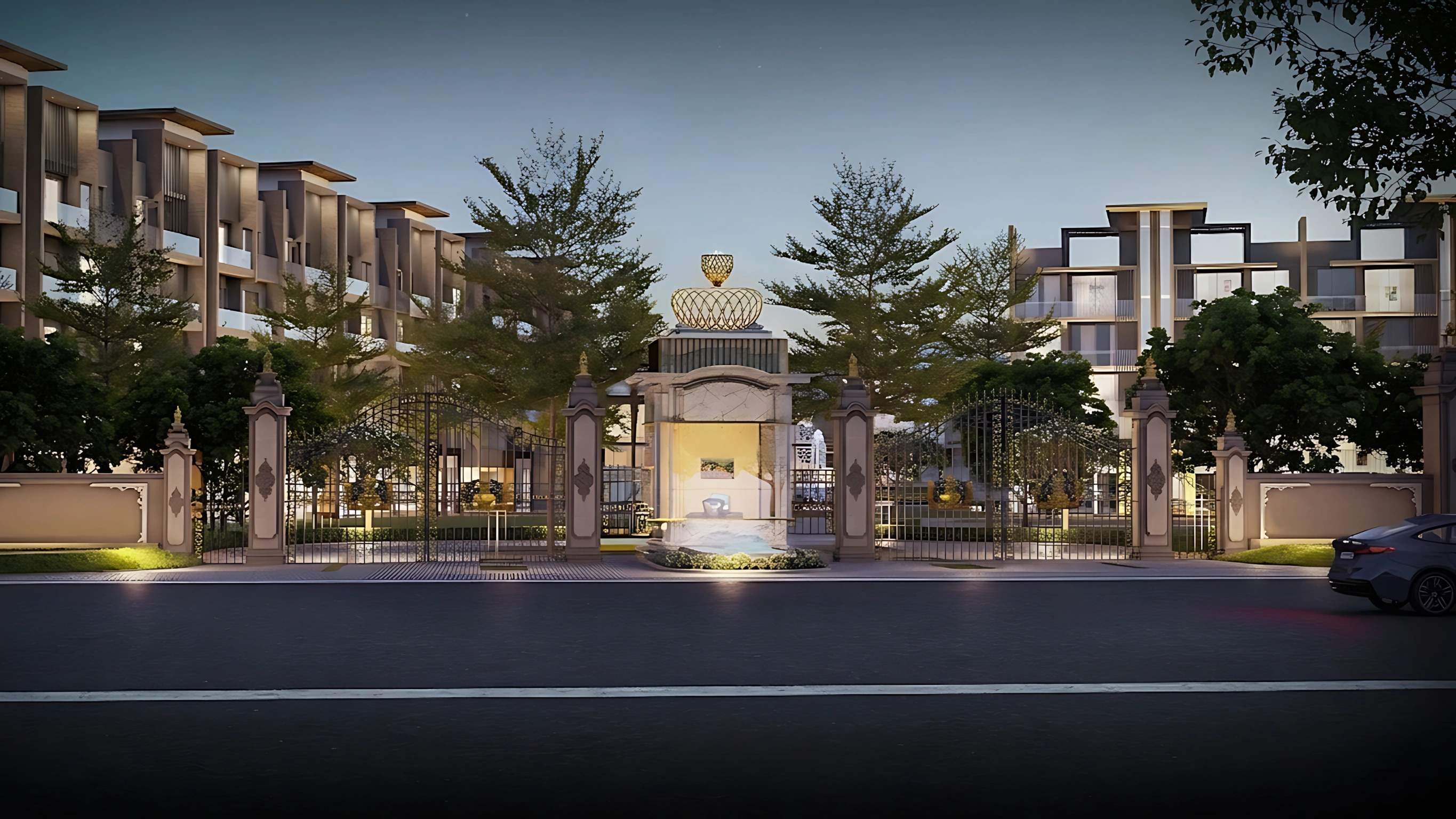 Boutique low-rise residences with private terraces and landscaped surroundings