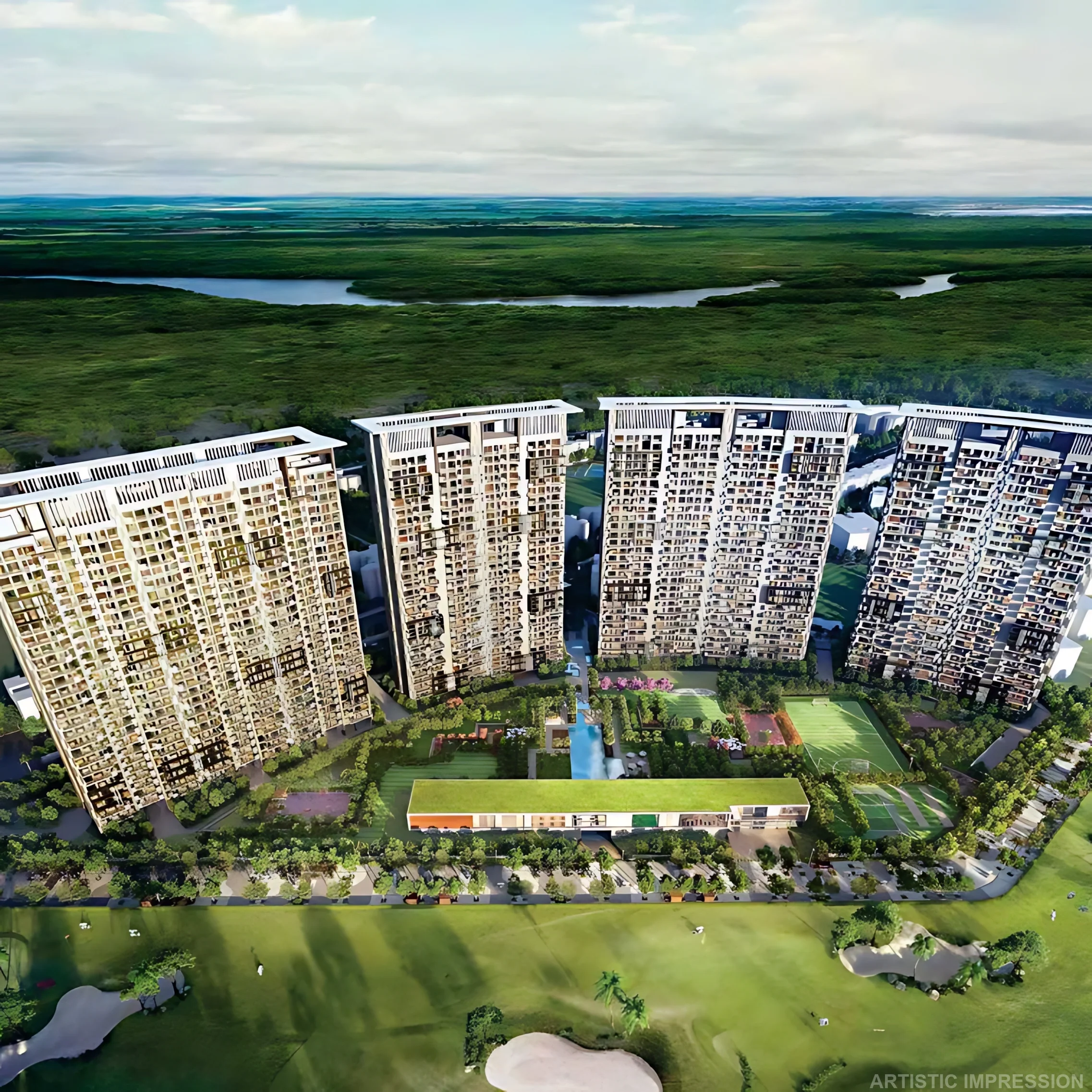 High-rise luxury living with breathtaking green vistas at Prateek Canary