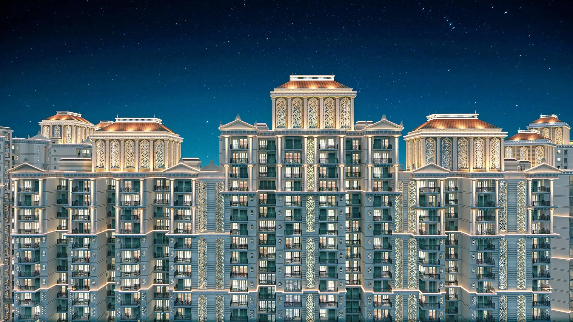 Premium residential towers with landscaped gardens and family-focused amenities